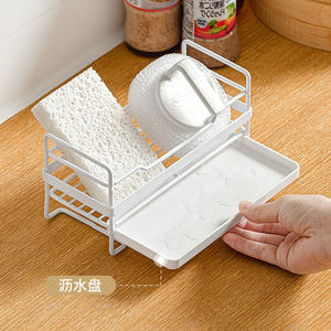 Égouttoir à éponges de cuisine en fer forgé peint, carré, avec plateau, multi-usages, portable, sans installation - Product Image 2