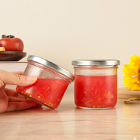 Pot à confiture en verre avec logo personnalisé capacité de 30ml 500ml bouchon à vis étanchéité pour snacks biscuits gâteau diffuseur de sucre surface de sérigraphie