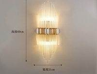 Applique murale de luxe en cristal et acier inoxydable doré E14, éclairage décoratif intérieur pour hall d'hôtel, chambre et salle de bain