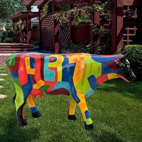 Statue d'animaux décorative moderne en fibre de verre, Sculpture de vache avec matériau en résine, taille de vie, original, en STOCK