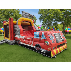 Castillo Inflable Comercial para Niños, Castillo Inflable Rojo <span class=keywords><strong>con</strong></span> Forma de Camión de Bomberos, <span class=keywords><strong>Casa</strong></span> de Brinco <span class=keywords><strong>con</strong></span> Tobogán y <span class=keywords><strong>Piscina</strong></span> para Diversión en el Patio Trasero - Product Image 3