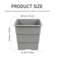 Pots à fleurs carrés en PP légers et durables avec trou de drainage, utilisation intérieure/extérieure, design moderne minimaliste, 17,25 L, jardinage, maison