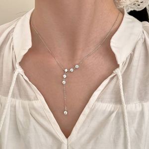 Dylam Fashion Minimalist Design Rhodium 18K Gold Plated 925 Silver 5A Zirconia Line Pendant Necklace for Anniversary Gifts - Product Image 4