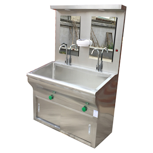 Muebles Médicos Ginee, Lavabo Quirúrgico Doble de Acero Inoxidable 304 con Espejo para Clínica - Product Image 2