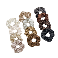 Elle partage couleur unie Simple Satin cheveux cravates en gros femmes cheveux cravate corde avec tête fleur élastique cheveux accessoires