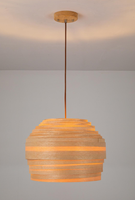 Suspension E27 en bois antique faite à la main abat-jour en placage de conception moderne petites tailles pour lustres de chambre à coucher