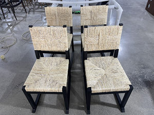 Sedia da pranzo in legno massello di frassino nero Wabi-Sabi con seduta in paglia intrecciata a mano, mobili rustici per ristoranti in stile farmhouse, vendita all'ingrosso - Product Image 2