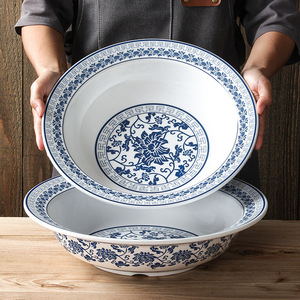 Xiangyuan Meimei melamine tableware: <b>large</b> bowls, blue and white porcelain pickled fish soup bowls, commercial <b>pot</b>-boiled - Product Image 1
