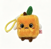 Schattig vierkant oranje pluche squishy speelgoed traagschuim fidget stress verlichter sleutelhanger pluizig fruit hanger kindercadeau groothandel