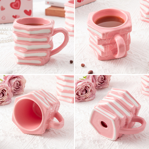 Regalo nórdico personalizado único Rosa cerámica libro taza de porcelana lindo libro cerámica taza de café - Product Image 5