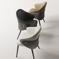 Chaise de salle à manger moderne minimaliste italienne avec dossier et accoudoirs, structure en acier, siège en cuir microfibre, mobilier de maison