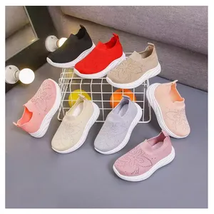 New baby hollow net socks shoes kids solid color slip-on casual shoes fly knit low board shoes for baby girls boys