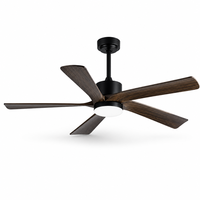 Ventilateur de plafond électrique 52'' avec télécommande, moteur DC, 5 pales en ABS, éclairage intégré, pour usage domestique et hôtelier (ODM/DEM)