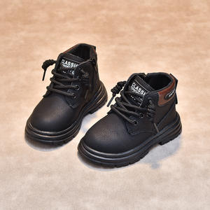 2024 Winter New Kinder Warme Stiefel Knöchel höhe Schul stil Jungen Mädchen Dicke Lederstiefel Rutsch feste Stiefel - Product Image 3