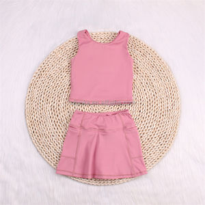 Nouveau design Vêtements de yoga pour enfants Ensembles de deux pièces pour enfants Vêtements de sport Jupes athlétiques d'entraînement pour filles Tenues - Product Image 6