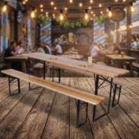 Table de pique-nique pour l'extérieur 3 PCS Table de bière en bois pliante au design minimaliste pour patio, jardin et parc