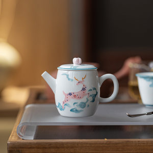 Guanlan Teapot Porcelain Miniature With Lid Deer Cloud Design For Kung Fu <b>Tea</b> <b>Set</b> - Product Image 3