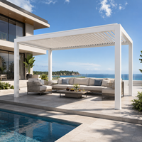 Pergola en aluminium blanc sur mesure avec toit à lames orientables, imperméable, pour jardin, terrasse, toit