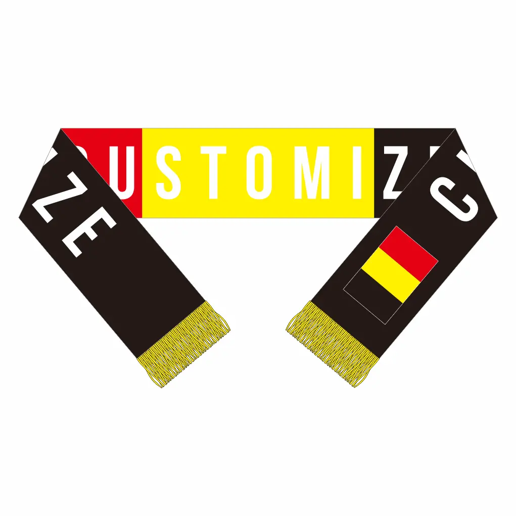 custom logo design polyester football fans scarf OEM satin weave soccer scarf