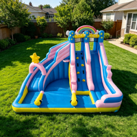Château gonflable Little Pony avec double toboggan et piscine pour aire de jeux en plein air