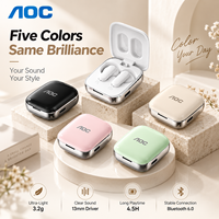 Écouteurs sans fil TWS AOC, nouvelle génération, avec micro, appels clairs, technologie ENC, charge rapide, légers