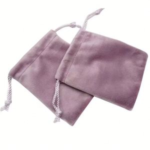 Pochette à cordon en velours doux de haute qualité avec impression sérigraphique, sac anti-poussière rose recyclable et rubans en soie - Product Image 4