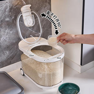 Conteneur à riz extra large 9L/10L, qualité alimentaire, anti-humidité, seau de rangement à roulettes pour le stockage des céréales dans la cuisine - Product Image 2