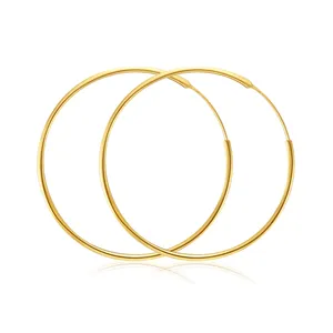 Trendy Fine 18K Gold Plated Classic Big Hoop Luxury 925 Sterling Silver Solid Design Gold Hoop Earrings For Women