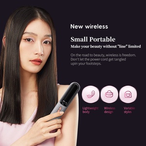 New <b>Mini</b> Cordless Ionic Hair <b>Straightener</b> Brush Rechargeable 2500mAh*2 Wireless Hair <b>Straightener</b> Comb - Product Image 2