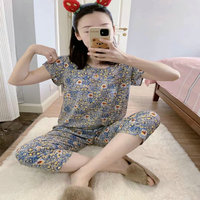 3 Dollar Modèle DHF003 Vêtements de nuit grande taille en coton doux Pyjamas de nuit pour femmes Chemise de nuit avec pantalon