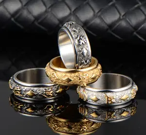 Винтажные мужские кольца из нержавеющей стали 3161, оптовая продажа ювелирных изделий