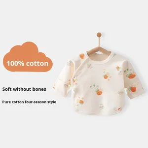 Camisa de media espalda de algodón infantil de clase A, diseño sin costuras para primavera otoño cuatro estaciones 100%, Material de algodón, ropa de monjes recién nacidos - Product Image 3