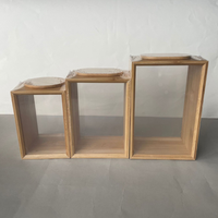 Juego de Recipientes Modernos de Bambú Orgánico para Almacenamiento de Alimentos, Transparentes, para Organización de Cocina, para Nueces, Semillas y Bocadillos, con Tapa