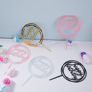 Suministros de pastel de fiesta personalizados, Decoración de Pastel acrílico de oro, plata y rosa, cartel de <span class=keywords><strong>feliz</strong></span> <span class=keywords><strong>cumpleaños</strong></span> - Product Image 4