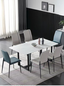 <span class=keywords><strong>Table</strong></span> à manger allongée moderne et simple en pierre frittée, avec plateau en roche, très vendue - Product Image 1