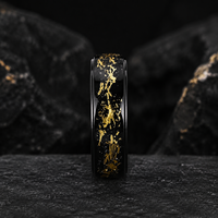 Bague de déclaration JLM vintage en acier titane avec incrustation feuille d'or et d'argent pour couples, hommes et femmes, pour mariage, fiançailles, anniversaire, cadeau bijou