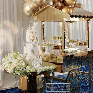 Suministros <span class=keywords><strong>de</strong></span> <span class=keywords><strong>alquiler</strong></span> para eventos, decoración para baby shower, carrito <span class=keywords><strong>de</strong></span> dulces dorados <span class=keywords><strong>de</strong></span> acero inoxidable - Product Image 6