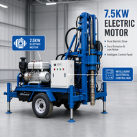 Petite foreuse de puits portable, profondeur 100m, 7,5kW, machine de forage de puits d'eau pour le forage de puits profonds