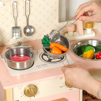 Ensemble de cuisine en bois pour enfants, jouet éducatif Montessori, ustensiles de cuisine en acier, cadeau interactif parent-enfant