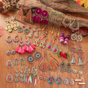 Bohemian <b>Tassel</b> <b>Earrings</b> Set Colorful Drop Alloy Women's Party Jewelry Fashion Dangle <b>Earrings</b> - Product Image 1