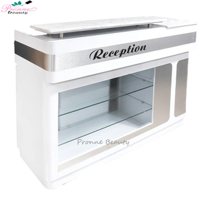 Nhà cung cấp chuyên nghiệp thiết kế thẩm mỹ viện Bàn Quầy kính hiện đại hiển thị bàn tiếp tân với logo - Product Image 2