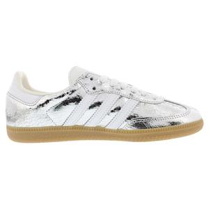 Scarpe Adidas Samba in Pelle da Donna, Argento Metallizzato e Bianco Core, Stile Walking - Product Image 2