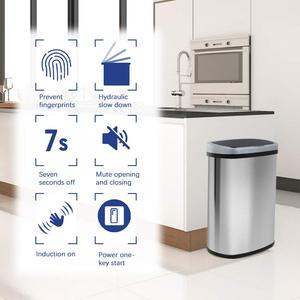 CF 13 galones Metal Acero inoxidable Baño Cocina <span class=keywords><strong>Cubo</strong></span> <span class=keywords><strong>de</strong></span> <span class=keywords><strong>basura</strong></span> sin contacto <span class=keywords><strong>Cubo</strong></span> <span class=keywords><strong>de</strong></span> <span class=keywords><strong>basura</strong></span> eléctrico automático inteligente <span class=keywords><strong>Cubo</strong></span> <span class=keywords><strong>de</strong></span> <span class=keywords><strong>basura</strong></span> con tapa - Product Image 2