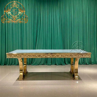 Table de salle à manger moderne et élégante avec cadre en métal et dessus en verre, ensemble de 8 à 10 chaises