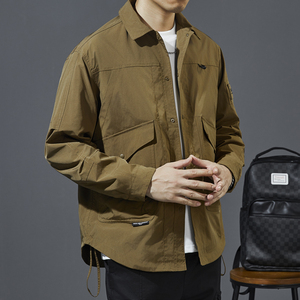 Giacca Casual autunno sottile monopetto giacca da lavoro verde giacca giacca a vento girocollo da uomo - Product Image 3