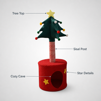 Tour pour chat en forme de sapin de Noël, mignonne et compacte, avec condo rond en peluche et griffoir en sisal, idéale pour les petits chats, vente en gros, OEM ODM