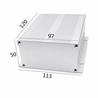 Boîtier de commande en aluminium extrudé 113*50*120mm IP54, hauteur 50mm, couvercle à ailettes, montage à bride argentée, pour alimentation électrique et instruments