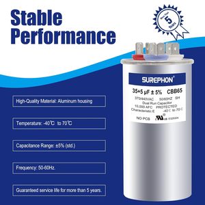 <span class=keywords><strong>Condensateur</strong></span> double AC pour compresseur 35 + 5uF 440V 50/60Hz 40/70/21 certifié UL - Product Image 4
