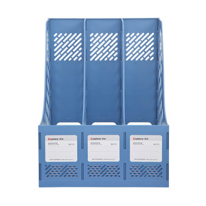 Comix <b>File</b> Holder B2173 Three Compartments Plastic Office <b>Storage</b> Rack Blue Gray Black - Product Image 2