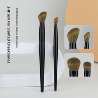 Pinceau à blush angulaire en poils de écureuil bioniques, taille petite, en bois, pour le contouring et l'application de crème/liquide, directement de l'usine